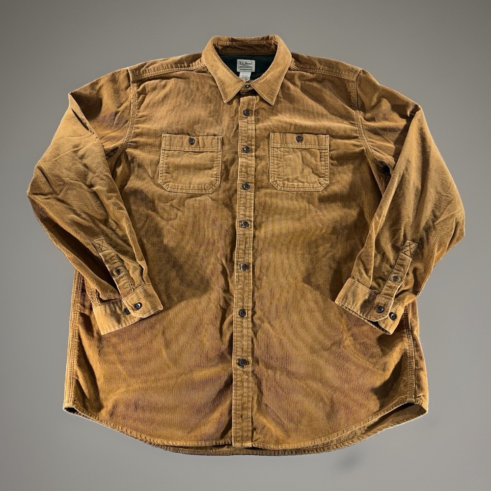 LL Bean Mens Corduroy Button Down Shirt XL Tall Long Sleeve Traditional Fit